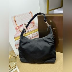 GUCCI Black Nylon Leather Trimmed Tote Bag-001-1955-002122